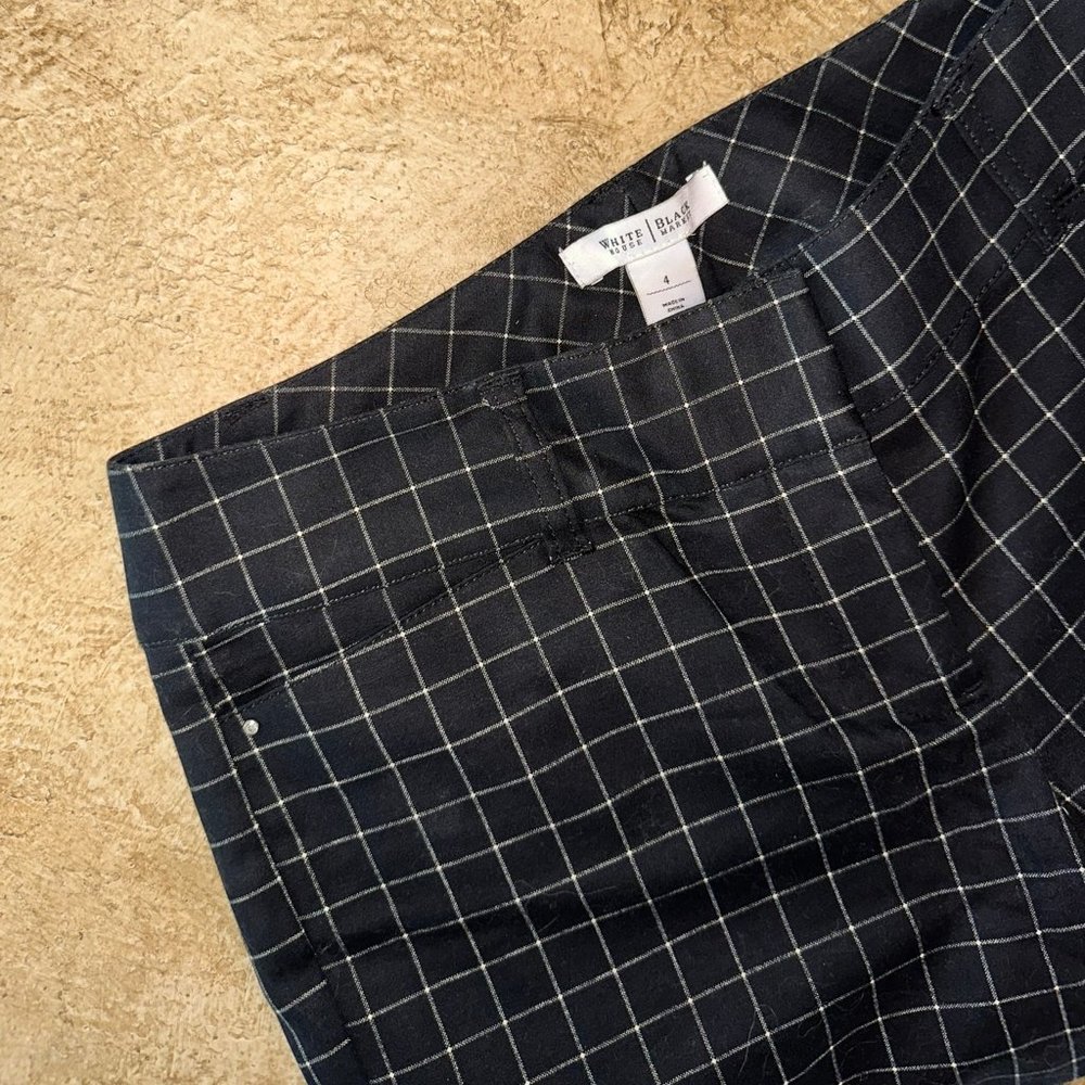 WHBM plaid menswear trousers with accents, black/white